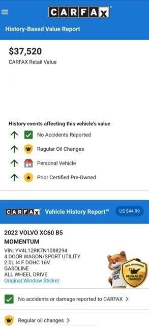 used 2022 Volvo XC60 car, priced at $32,974