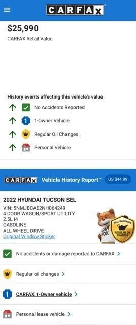 used 2022 Hyundai Tucson car, priced at $23,974