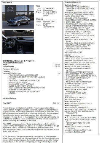 new 2024 Mazda Mazda3 car, priced at $28,235