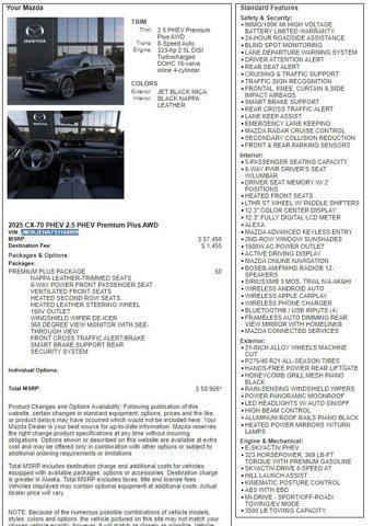 new 2025 Mazda CX-70 PHEV car, priced at $58,905