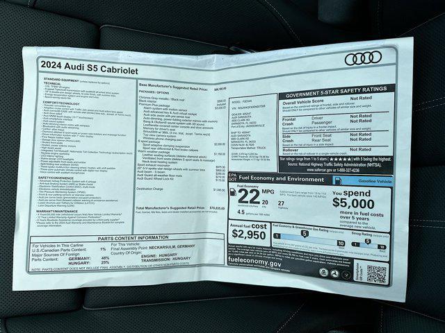 new 2024 Audi S5 car, priced at $76,835