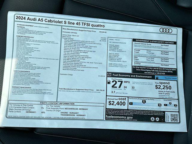 new 2024 Audi A5 car, priced at $65,795