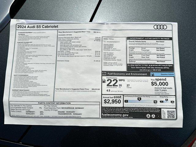 new 2024 Audi S5 car, priced at $69,810