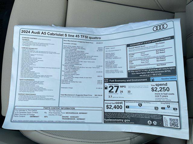 new 2024 Audi A5 car, priced at $65,700
