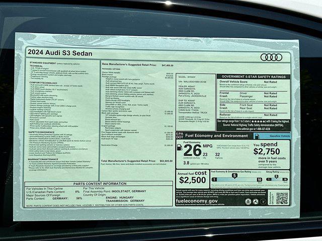 new 2024 Audi S3 car, priced at $62,605