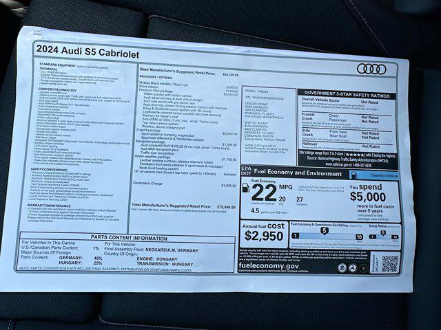 new 2024 Audi S5 car, priced at $75,940