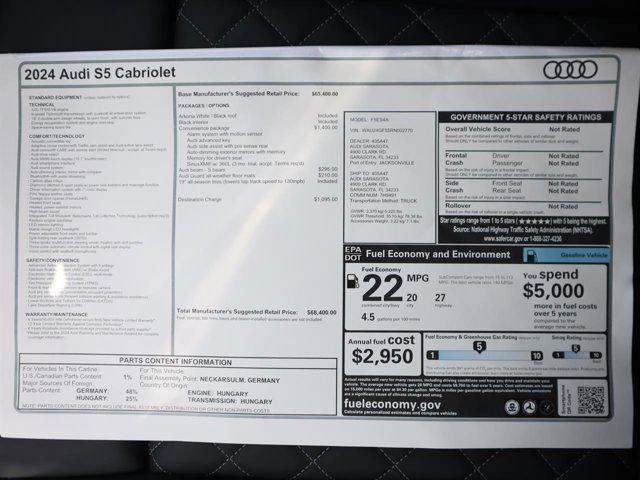 new 2024 Audi S5 car, priced at $68,400