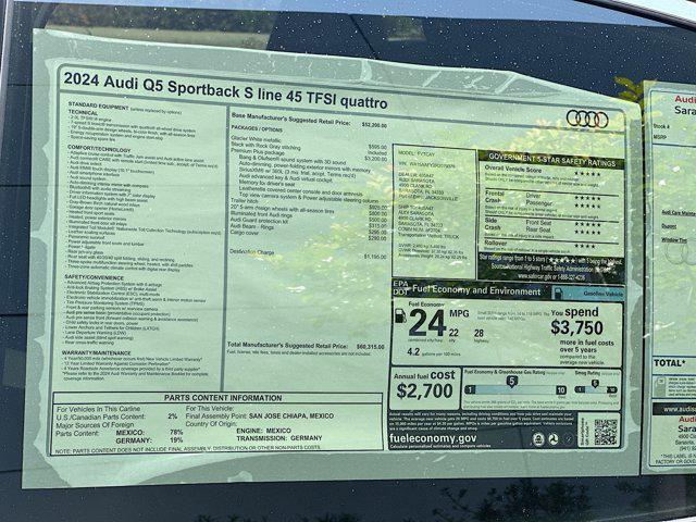 new 2024 Audi Q5 Sportback car, priced at $60,315