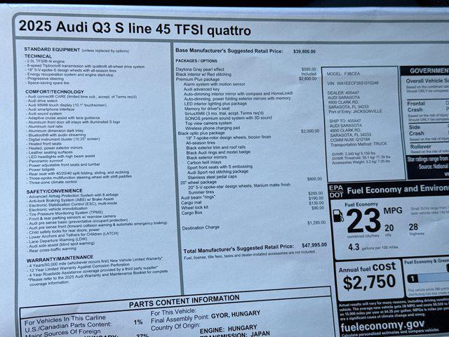 new 2025 Audi Q3 car, priced at $47,995