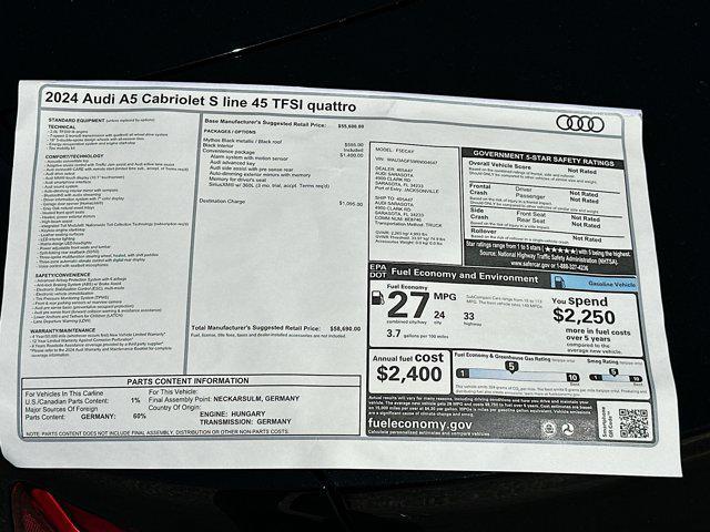 new 2024 Audi A5 car, priced at $58,690