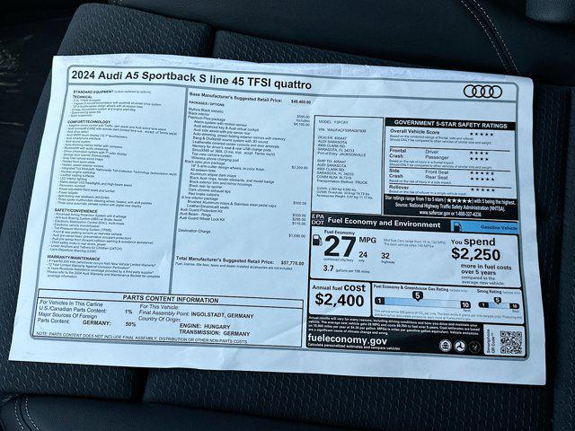 new 2024 Audi A5 Sportback car, priced at $59,465