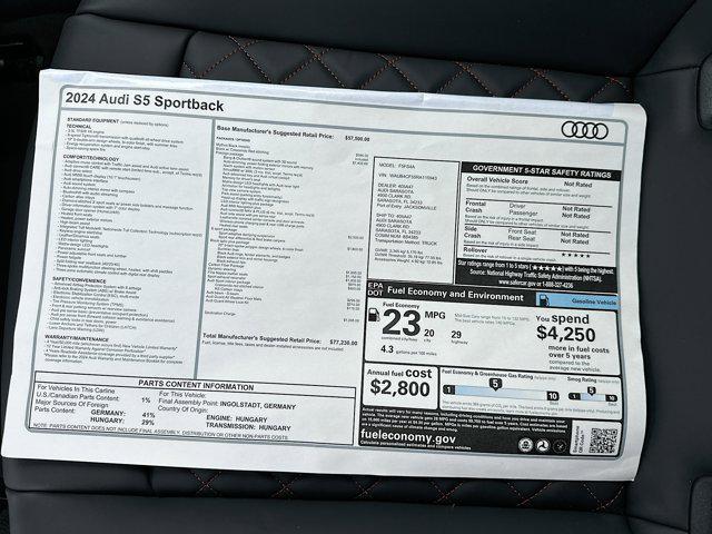 new 2024 Audi S5 car, priced at $77,230