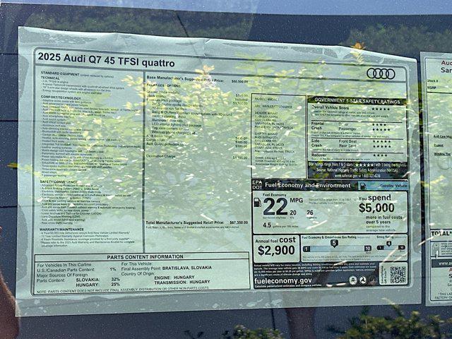 new 2025 Audi Q7 car, priced at $67,350