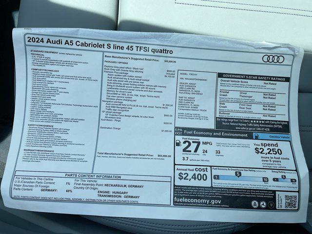 new 2024 Audi A5 car, priced at $63,985