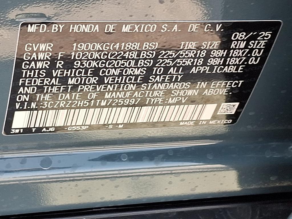 new 2026 Honda HR-V car, priced at $31,054