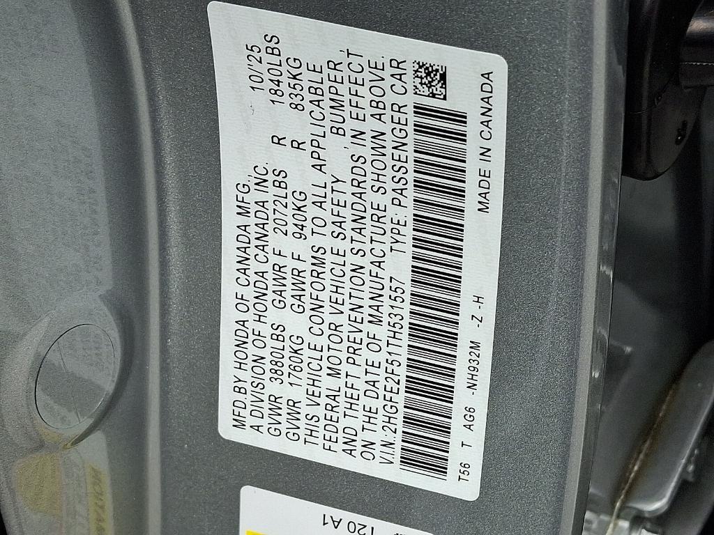 new 2026 Honda Civic car, priced at $27,597