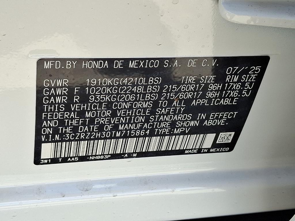 new 2026 Honda HR-V car, priced at $29,422