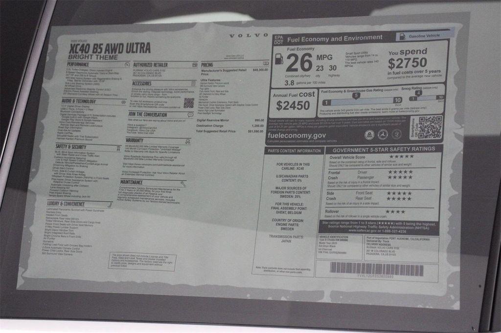 new 2025 Volvo XC40 car, priced at $51,590