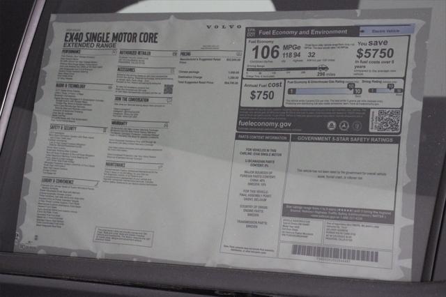 new 2025 Volvo EX40 car, priced at $54,795