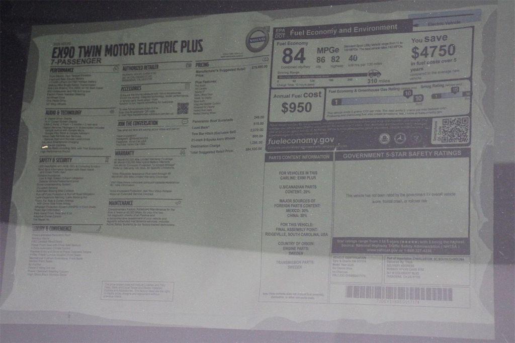 new 2025 Volvo EX90 car, priced at $84,920