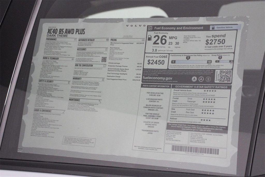 new 2025 Volvo XC40 car, priced at $49,810