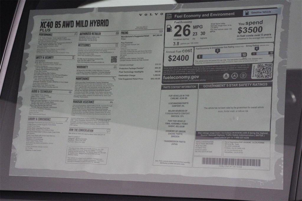new 2026 Volvo XC40 car, priced at $50,150