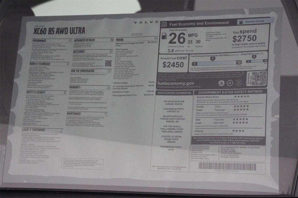 new 2025 Volvo XC60 car, priced at $57,998
