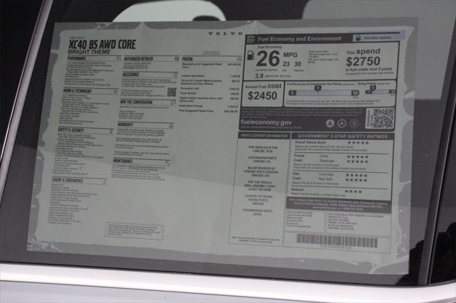 new 2025 Volvo XC40 car, priced at $46,290