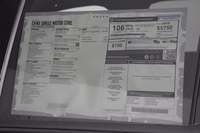 new 2025 Volvo EX40 car, priced at $54,795