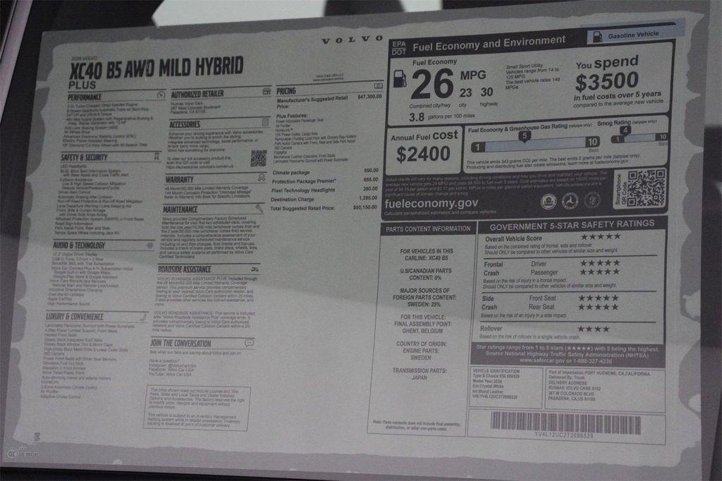 new 2026 Volvo XC40 car, priced at $50,150