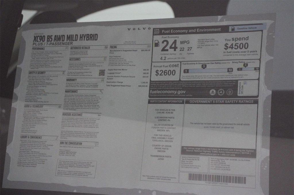 new 2026 Volvo XC90 car, priced at $68,520