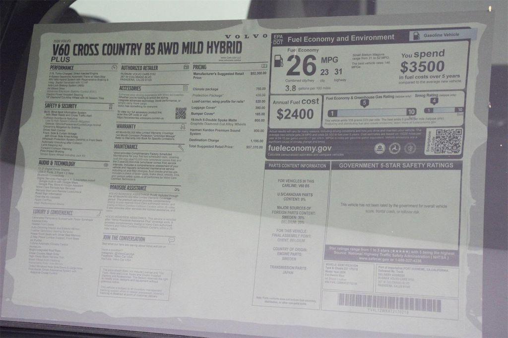 new 2026 Volvo V60 Cross Country car, priced at $57,370