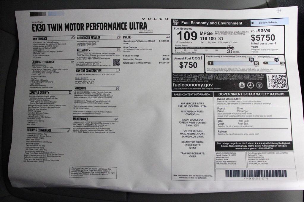 new 2025 Volvo EX30 car, priced at $48,395