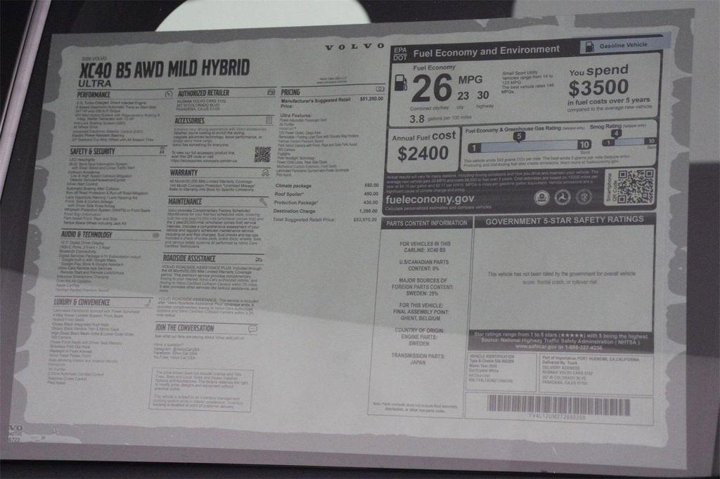 new 2026 Volvo XC40 car, priced at $53,975