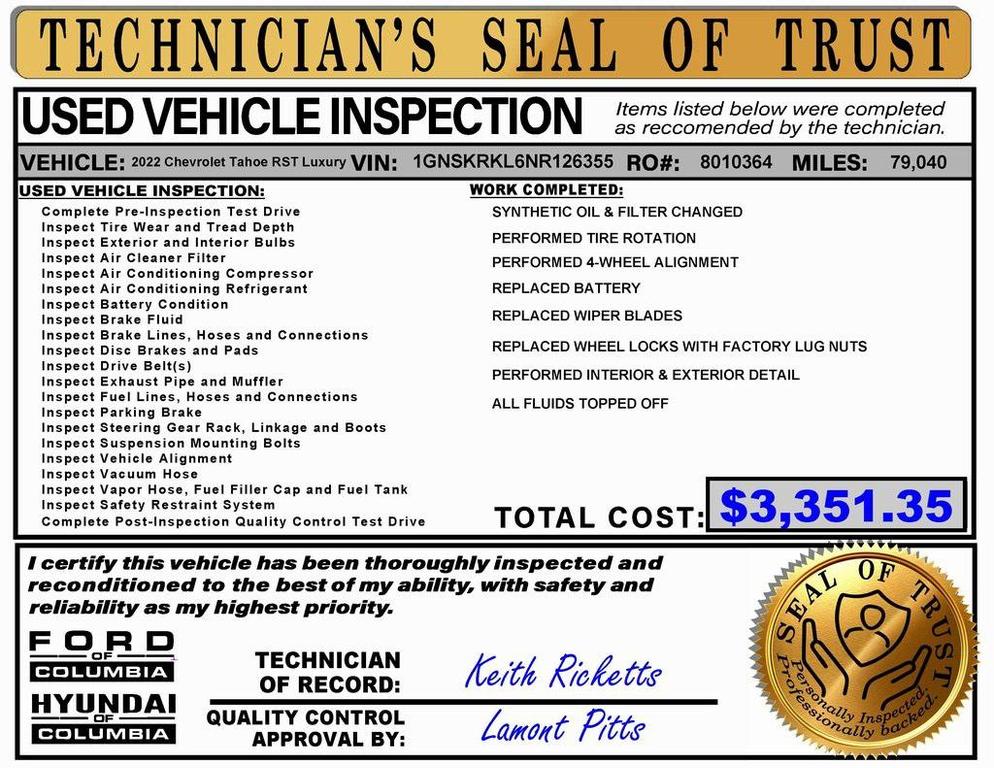 used 2022 Chevrolet Tahoe car, priced at $52,947