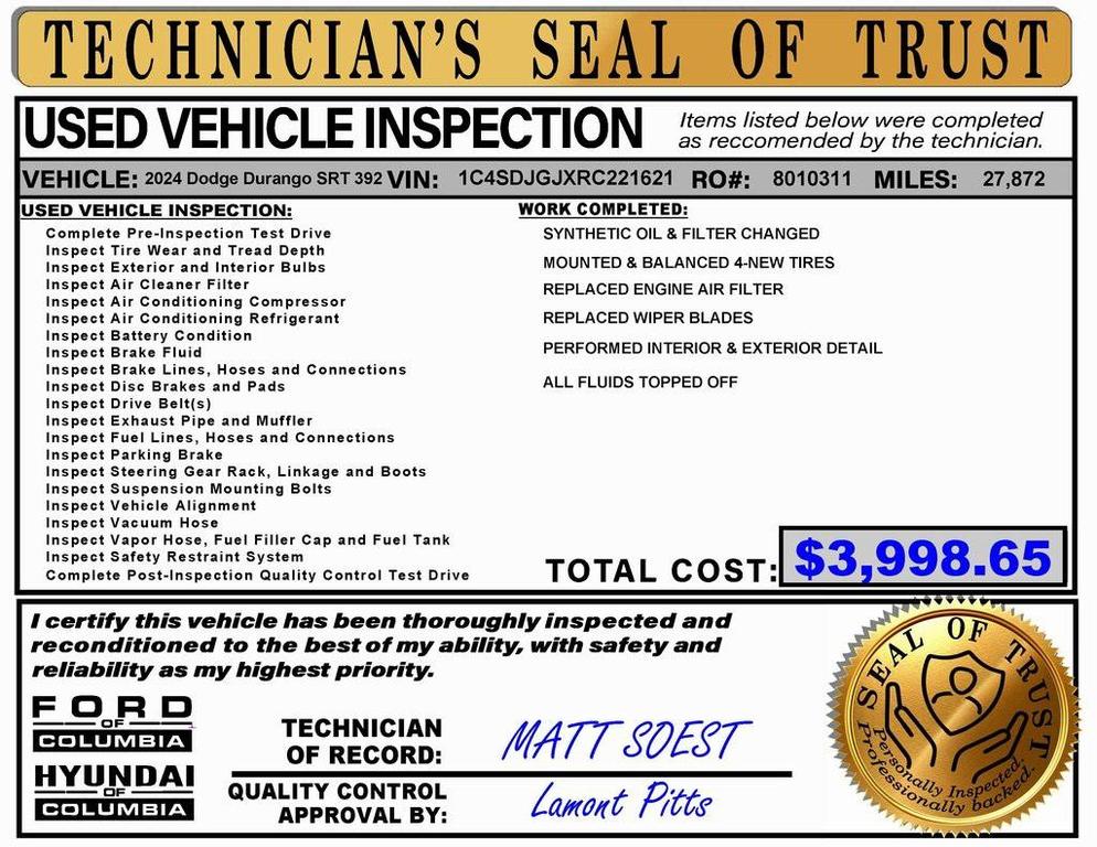 used 2024 Dodge Durango car, priced at $62,639