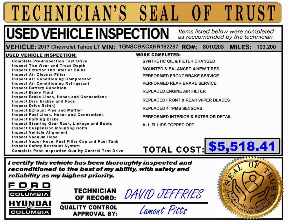 used 2017 Chevrolet Tahoe car, priced at $22,299