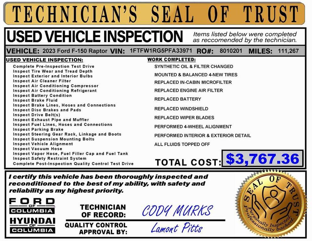 used 2023 Ford F-150 car, priced at $59,996