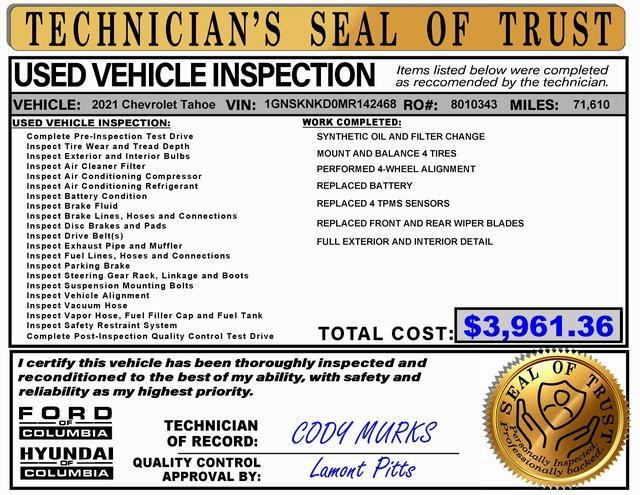 used 2021 Chevrolet Tahoe car, priced at $46,386