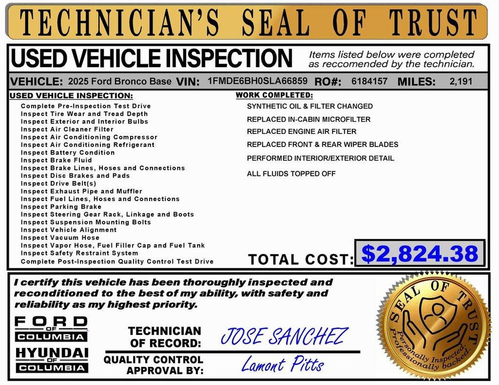 used 2025 Ford Bronco car, priced at $36,474