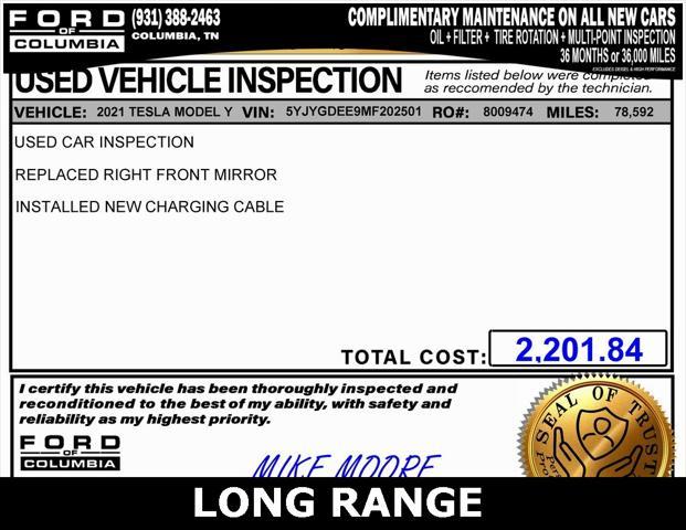 used 2021 Tesla Model Y car, priced at $25,623