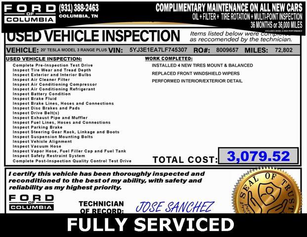 used 2020 Tesla Model 3 car, priced at $19,999