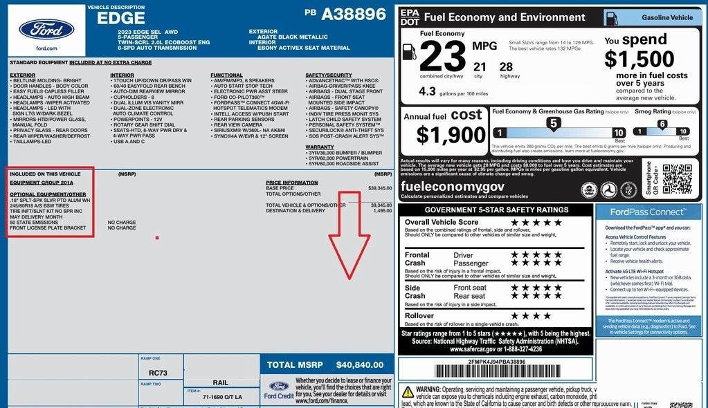 used 2023 Ford Edge car, priced at $24,000