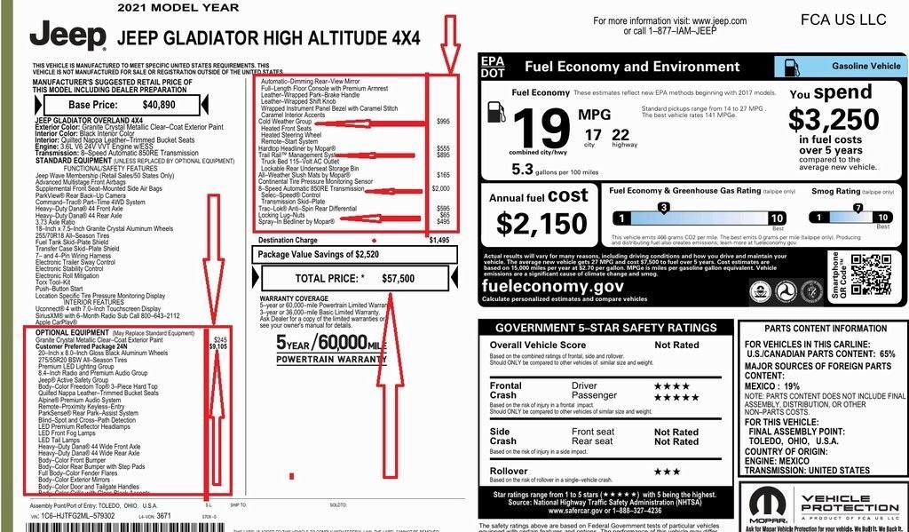 used 2021 Jeep Gladiator car, priced at $38,212