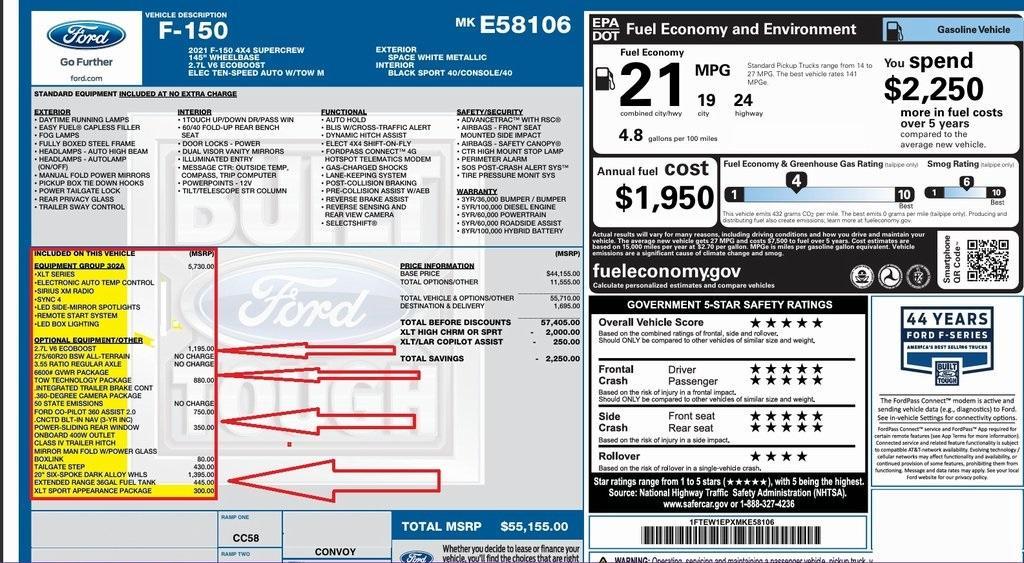 used 2021 Ford F-150 car, priced at $37,274