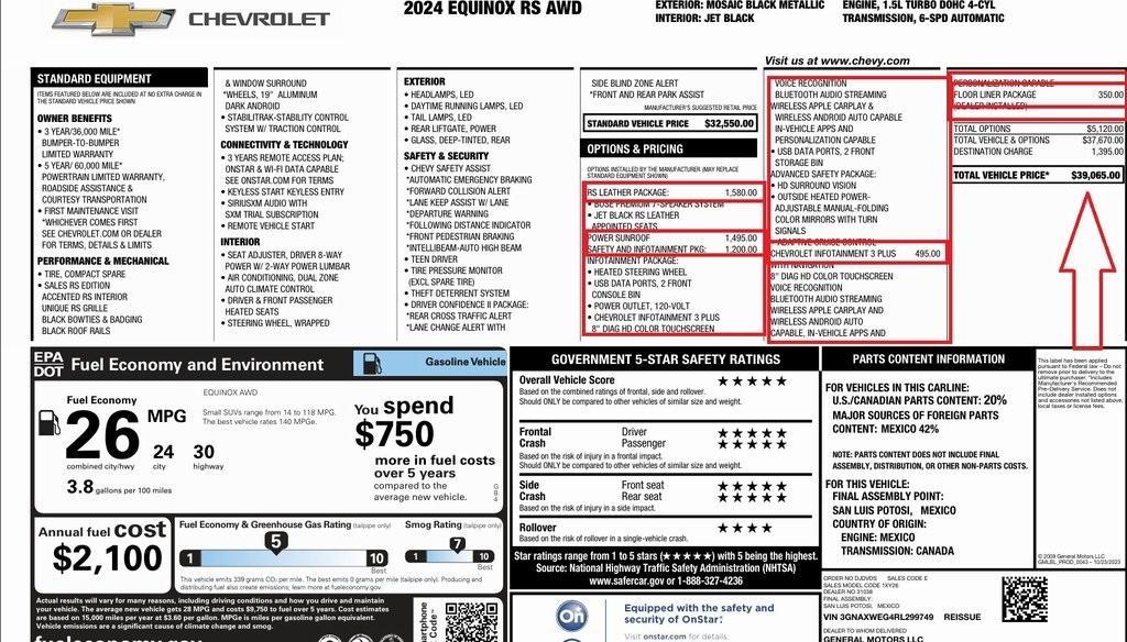 used 2024 Chevrolet Equinox car, priced at $32,000