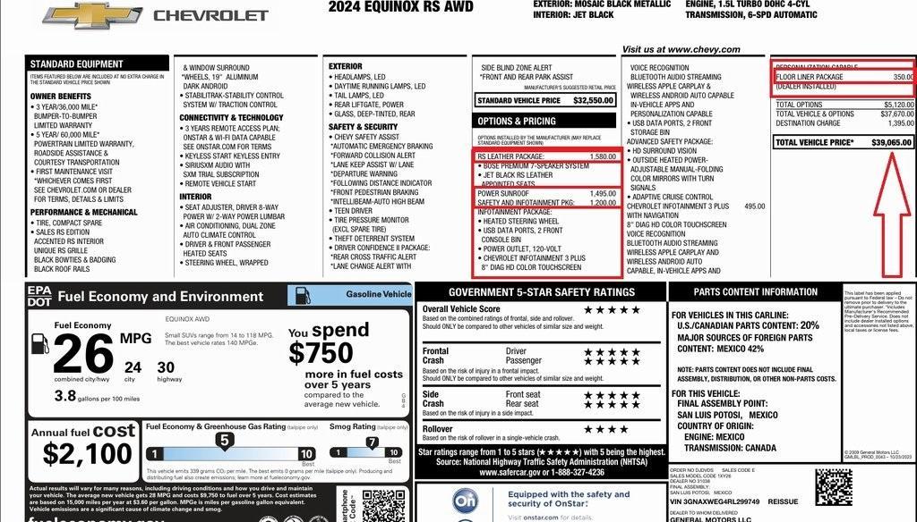 used 2024 Chevrolet Equinox car, priced at $32,000