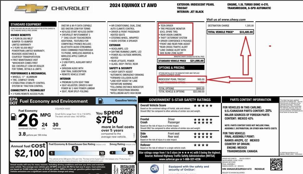 used 2024 Chevrolet Equinox car, priced at $24,677