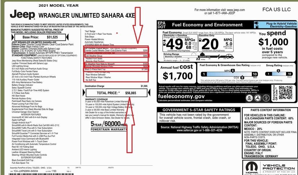 used 2021 Jeep Wrangler Unlimited 4xe car, priced at $24,500