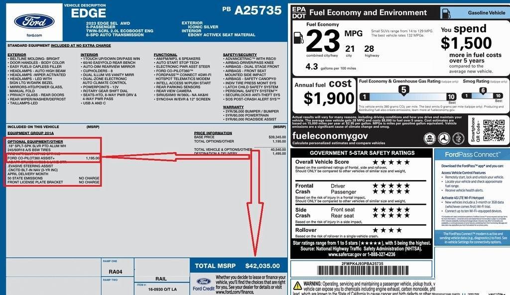 used 2023 Ford Edge car, priced at $26,000